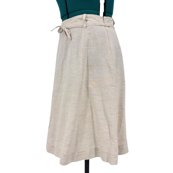 Part Two Beige A-Line Embroidered Detail Linen-Blend Knee Length Skirt, 8 - Picture 6 of 16
